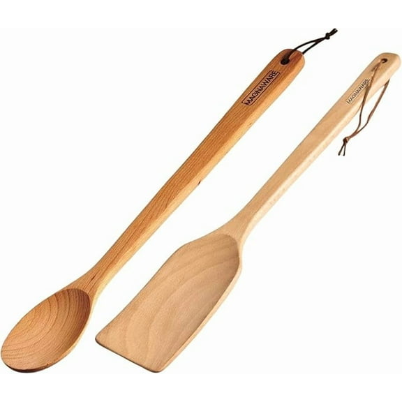 Magnaware Wooden Spoon & Spatula Set – 18-Inch Extra Long Heavy Duty Stir Paddles for Cajun Cooking, Big Pots, Brewing, Grilling & Mixing – Solid Natural Hardwood