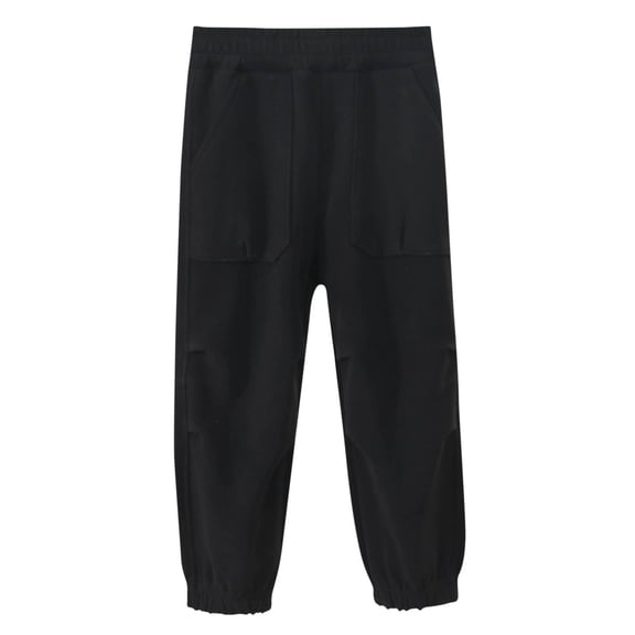 CYMMPU Kids Elastic Waist Jogger Soft Fleece Sweatpants with Pockets Solid Color Sweatpants for Boys Girls Casual Athletic Pant Black 3-4 Years