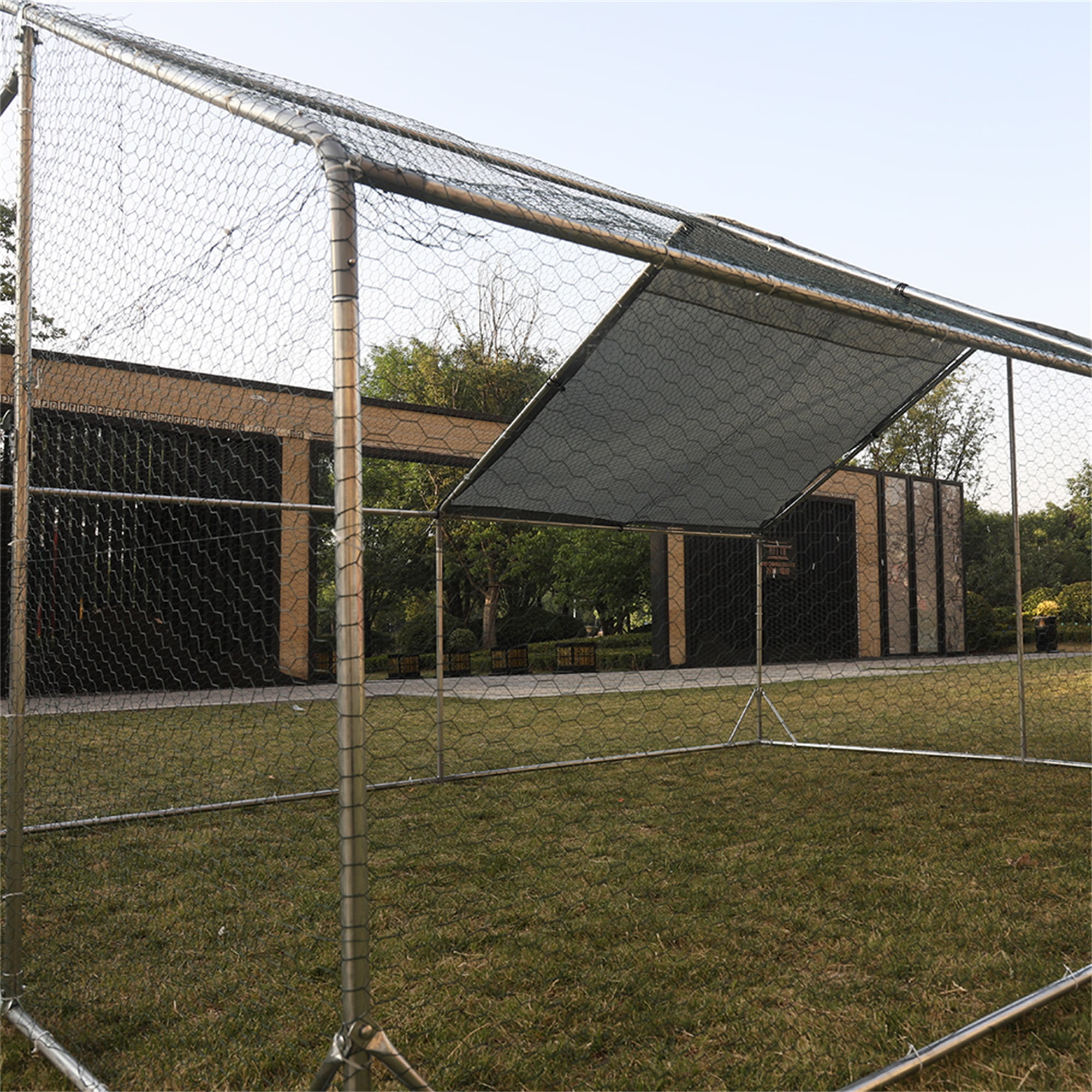 Pefilos 13'L Outdoor Large Chicken Coop, Walk-in Metal Poultry Cage Hen Run House Rabbits Habitat Pen with Waterproof and Anti-Ultraviolet Cover, Silver Pefilos 13'L Outdoor Large Chicken Coop, Walk-in Metal Poultry Cage Hen Run House Rabbits Habitat Pen with Waterproof and Anti-Ultraviolet Cover, Silver