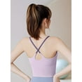 thumbnail image 2 of PISONIC 3pcs Women's Sports Bras with Built-In Padded Support - Medium-Stretch Fabric, Solid Color Design for Running, Cycling, Gym & Workouts - Workout Essentials, Sleek Sports Bra, 2 of 8