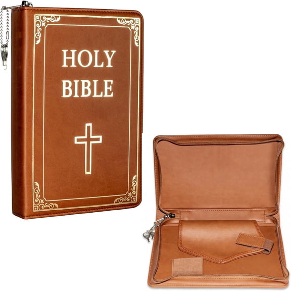 Pochar Portable Gun Pouch, Holy Bible Leather Soft Pistol Case with Lockable Zipper
