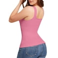 thumbnail image 4 of Stichou Women's Tank Tops Summer Square Neck Workout Cropped Ribbed Spring Camisole Sleeveless Clothes Pink S, 4 of 5