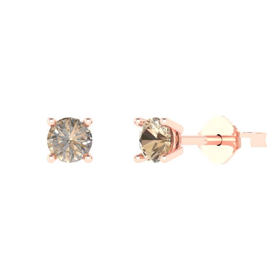 0.5 ct Push-Back Stud Earrings for Women | 4.0mm Round Cut Yellow Moissanite | 18K Rose Gold