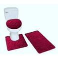 thumbnail image 4 of BURGUNDY 3-Piece Rock Memory Foam Bathroom Mat Set, Flannel Embossed Rug 19"x 30", Contour Mat 19"x19", and Toilet Lid Cover 19"x19" with Non-Skid Rubber Back, 4 of 5