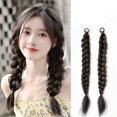 thumbnail image 1 of 1 par de trenzas de peluca, colas de caballo femeninas, lindas y lindas, colas de caballo dobles, colas de caballo para chicas calientes, colas de caballo falsas naturales, marrón y negro LingWen 8390615514439, 1 of 1