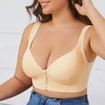 thumbnail image 5 of VISALY Front Closure Bras Wireless Bras Tshirt Bras Plus Size Bras for Women No Underwire Full Support Minimizer Bras Full Coverage Bras Push Up Bra Breathable Bras for Women Beige 42F, 5 of 9