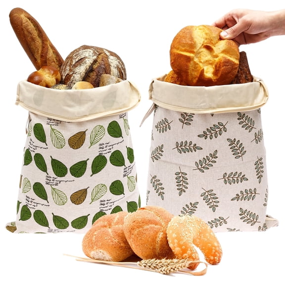 FVKRNYZ 2 Pack Beeswax Bread Bags for Sourdough Homemade Bread, Reusable Beeswax Linen Cotton Bread Storage Bag with Zipper ( 17.32x13.39 inch )