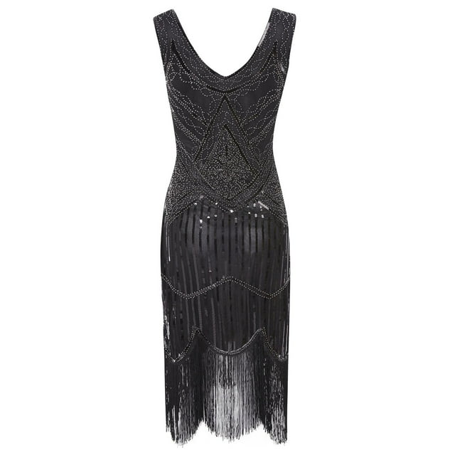 Robe Vintage Grande Taille des Années 1920 à Franges, Superbe Soirée, Cocktail