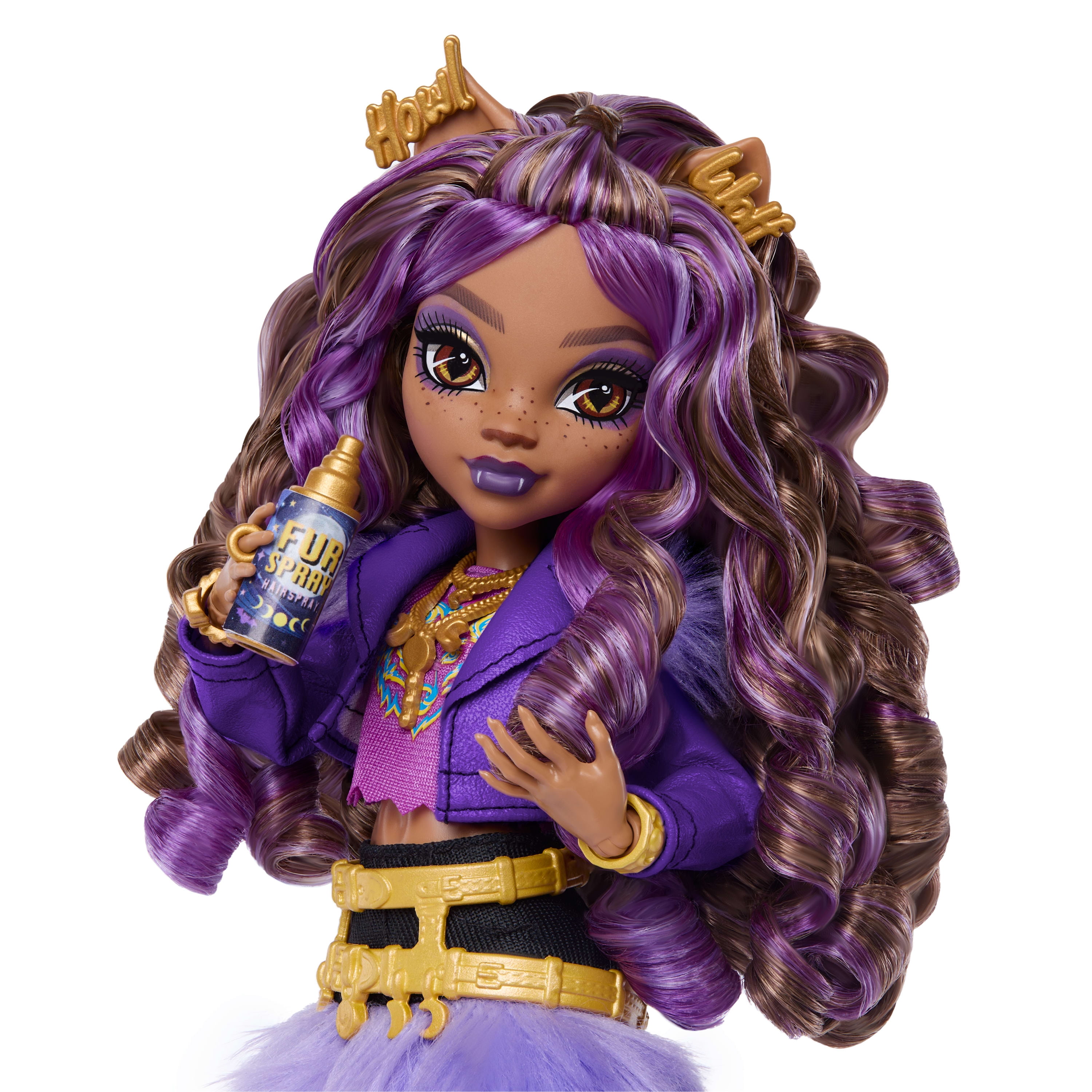 Monster High Clawdeen Wolf Fashion Doll in Furry Skirt with Pet Crescent and 7 Accessories