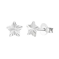 925 Sterling Silver Wavy Design Star Stud Earring