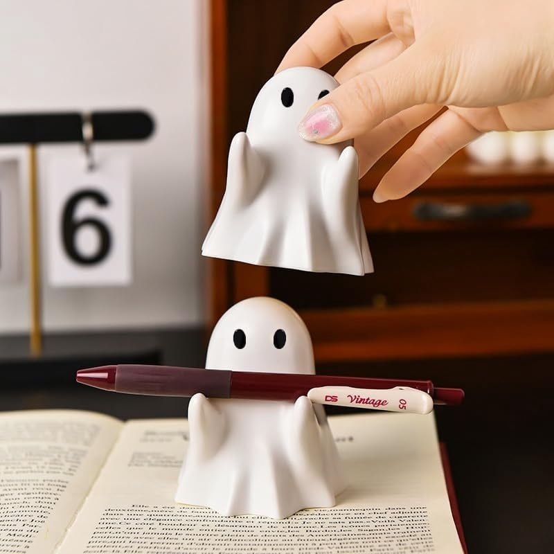 Glow-in-the-Dark Mini Ghost Figurine for Halloween Desk and Shelf Decor