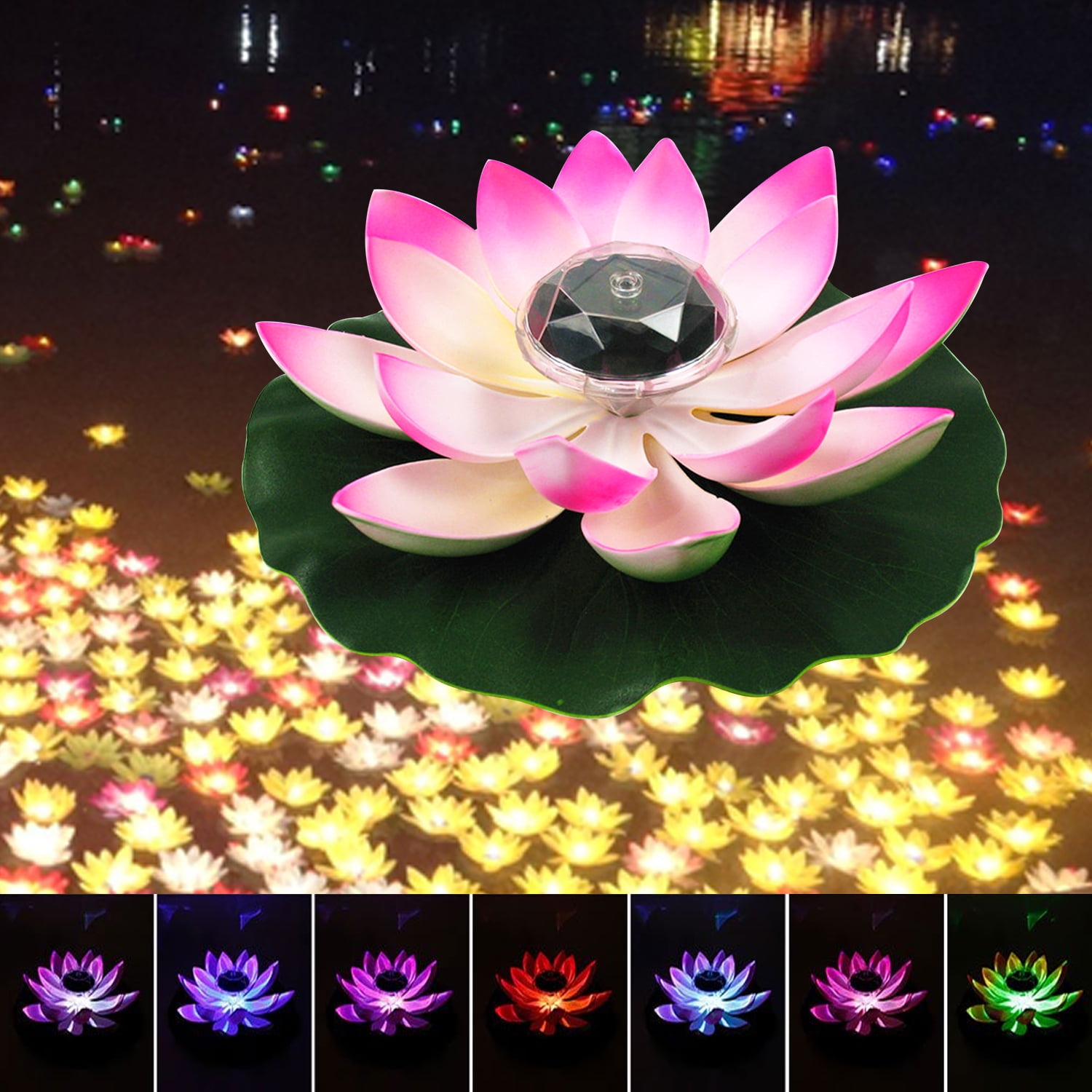 Garden Romantic Dinner Details about   LOTUS FLOWER-CHANGES COLORS Floating Pool LED Lamp. 