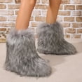 thumbnail image 3 of Women's Trendy Faux Fur Boots, Fashionable Slip On Mid Calf Snow Boots, Women's Comfortable Winter Boots, 3 of 5
