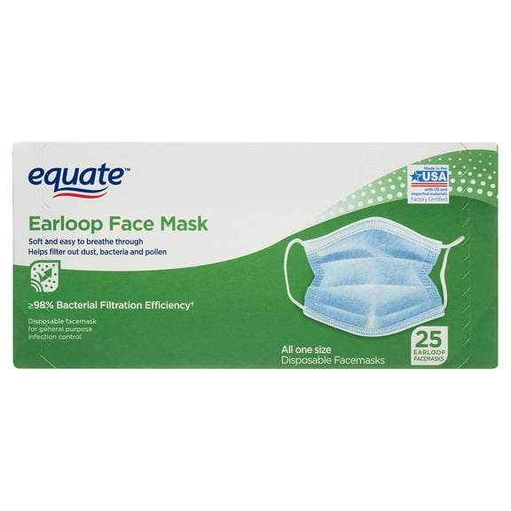 Equate Ear Loop Face Masks, 25 Count