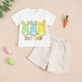 thumbnail image 2 of Sgkm Toddler Boy Easter Outfit Rabbit Embroidery 2pcs T Shirt Knitted Shorts Outfit Summer Easter Clothes, 2 of 9