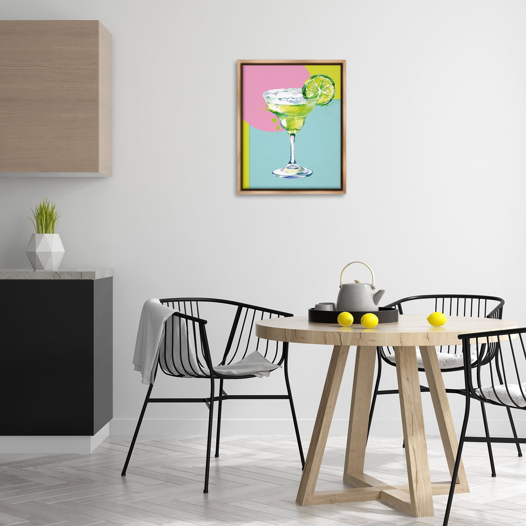 Stupell Industries Cocktail with Lime Slice Food & Beverage Painting Brown Floater Framed Canvas Art Print Wall Art, 17 x 21