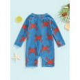 thumbnail image 4 of Suealasg Toddler Boys One Piece Swimsuits Long Sleeve Ocean Animal Print Jumpsuit Swimwear Kids Baby Boys Summer Sun Protection Bathing Suit Beachwear, 4 of 9