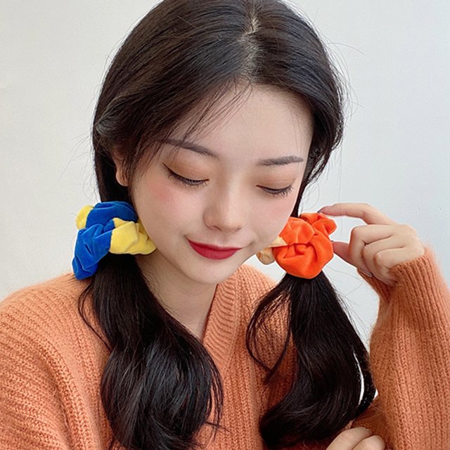 Coleteros coreanos para mujer, banda elástica para el pelo de Color Hit (naranja amarillo) Tmvgtek Para estrenar