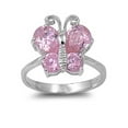 thumbnail image 1 of Butterfly Pink Cubic Zirconia Ring Sterling Silver 925 Size 6, 1 of 2