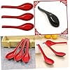 CHENjy 6.5 Inch Long Handle Plastic Soup Spoons Asian Japanese Ramen Noodle Spoons Heat Resistant Black Spoons for Hot Soup Rice Meals Dishwasher Safe