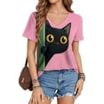thumbnail image 6 of Yopmin Cat Tee Shirts for Women V Neck Fashion Graphic Tees Cute Casual Clothes Short Sleeve for Travel Dating Commuting, 6 of 6