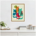 thumbnail image 3 of Kate and Laurel Retro Cats Under The Moon Framed Canvas Wall Art  by Rachel Lee 18 x 24 Sylvie Natural, Whimsical, Abstract, Animals Art for Wall Decor, Living Room Bedroom, 3 of 8
