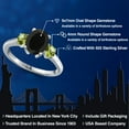 thumbnail image 2 of Gem Stone King 925 Sterling Silver Black Onyx and Green Peridot Engagement Ring for Women | 2.60 Cttw | Oval 9X7MM | Gemstone December Birthstone | Size 9, 2 of 6