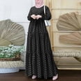 thumbnail image 2 of Spring Sale 2024！Hontri Muslim Dresses for Women Women Polka Dot Print Muslim Dress Long Sleeves Prayer Clothes Maxi Dresses for Women 2024 Black,L, 2 of 5