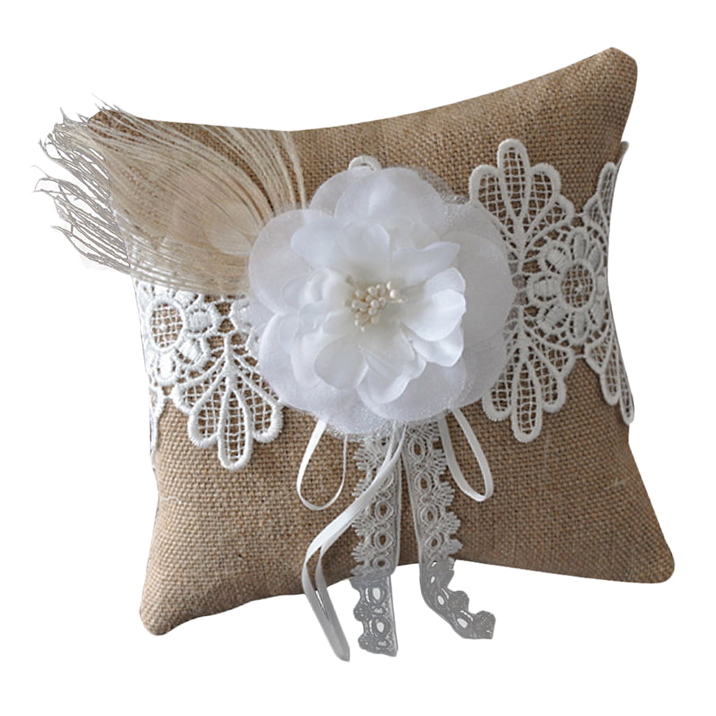 Burlap & Lace wedding Ring Pillow 