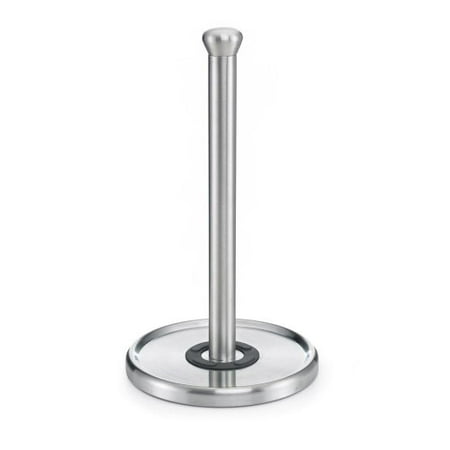 Polder Single Tear Paper Towel Holder, Brushed Stainless Steel with Black