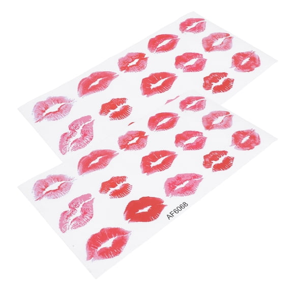 BESTOYARD Valentine Lips Adhesive Wall Decal Red Romantic Lip Design for Party and Home Decor