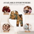 thumbnail image 7 of Saiise Antique Map Adventure Scene Print Women Soft Pajama Sets,Long Sleeve Sleepwear Button Up 2-Piece Pjs Lounge Sets-X-Large, 7 of 7