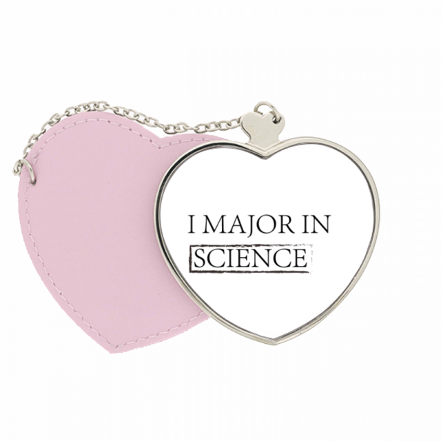 Cito lo importante en la ciencia Bolsa de viaje Mirror maquillaje corazón rosa