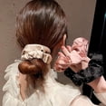 thumbnail image 3 of Weflink 3PCS French Styles Rhinestones Scrunchie Elegant Ponytail Holder with Ruffle Fabric Fashion Hair Accessories for Women, 3 of 10