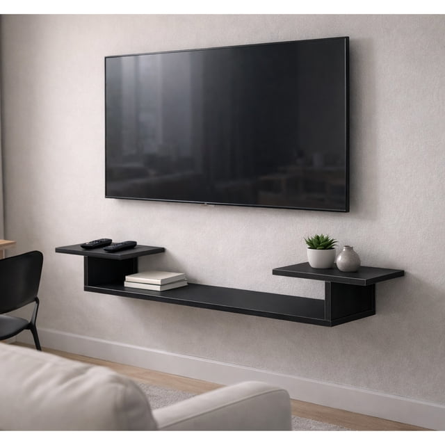 Repisa Flotante Tv Sala Elegante Minimalista 130 Cm Negro