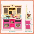 thumbnail image 3 of Qaba Kids Kitchen Playset with Real Lights and Sounds, Pink, 3 of 10