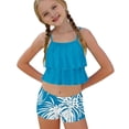 thumbnail image 4 of WOXIHUAN Girls Swimsuit 2 Piece Ruffled Bikini Top with Printed Shorts Summer Beach Teen Bathing Suits for 6-15 Years Multicolor 10 14-15 Years, 4 of 7