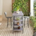 thumbnail image 4 of Recaceik Bar Table and Chairs Set, Kitchen Counter with 3 Tier Storage Shelves,3-Piece Faux Marble Table with 2 PU Cushion Bar Stools, Space Saving Table for Home & Kitchen,Grey, 4 of 6