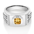 thumbnail image 2 of Gem Stone King 3.04 Ct Cushion Yellow Citrine 925 Sterling Silver Men's Ring (Size 13), 2 of 4