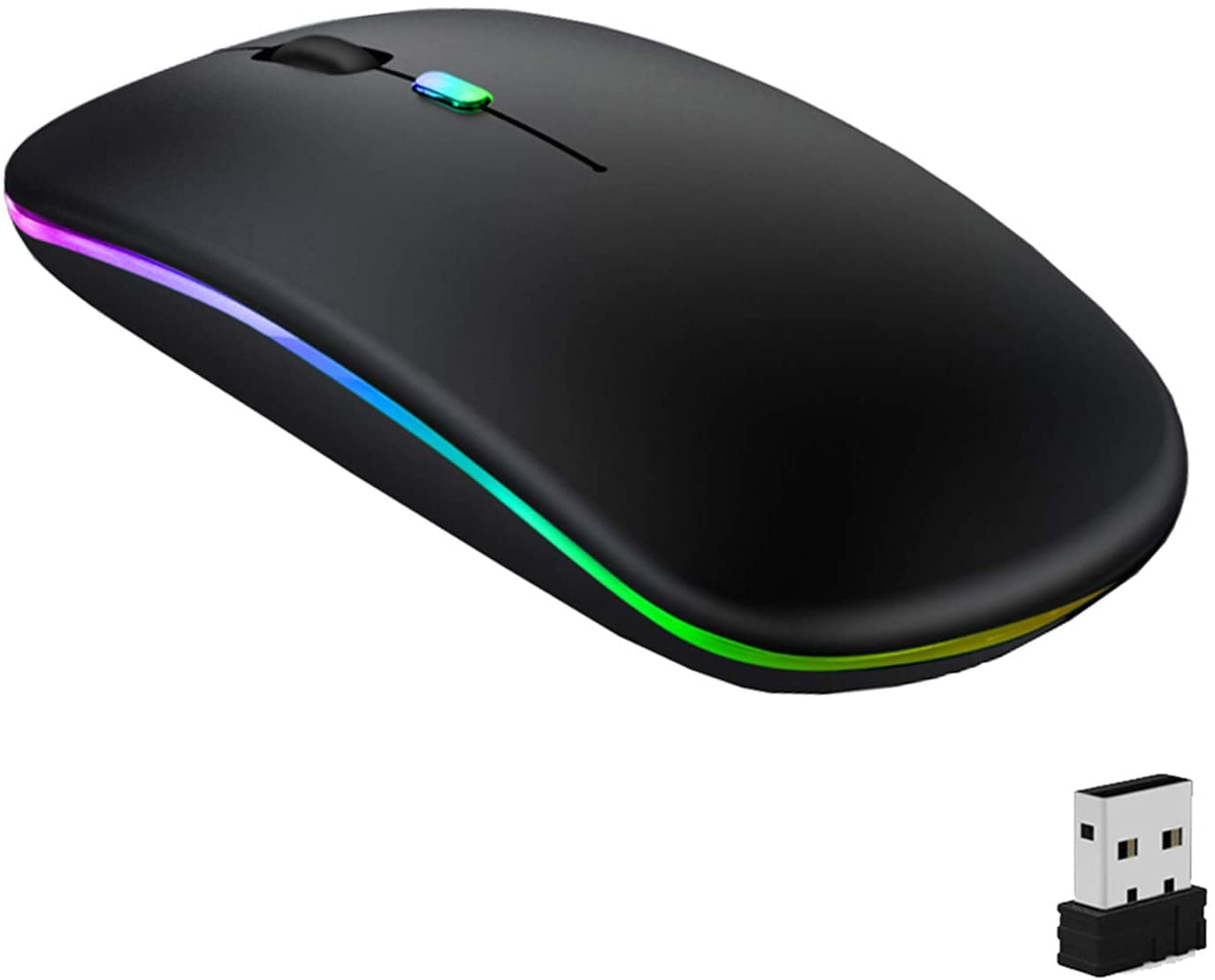 Rechargeable Mouse,Bluetooth Mouse,Two Modes(BT 5.1+2.4G Wireless) Ultra-Slim/Quiet(800-1200-1600),with USB Cable,Wireless Mouse for PC/Tablet/Laptop(Black) - Walmart.com