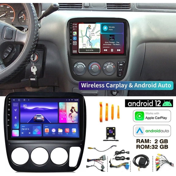 LICHENGTAI Android 12 Car Stereo Fit for Honda CRV 1995-2001 with Wireless Apple Carplay Android Auto, 9" HD Touchscreen Car Radio with WiFi, GPS Navigation, Bluetooth, SWC,  Backup Camera, 2 32G