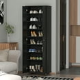 thumbnail image 5 of WIAWG 70.9" Large Shoe Cabinet with Wheels Wooden Tall Shoe Storage Rack Cabinet Black, 5 of 8