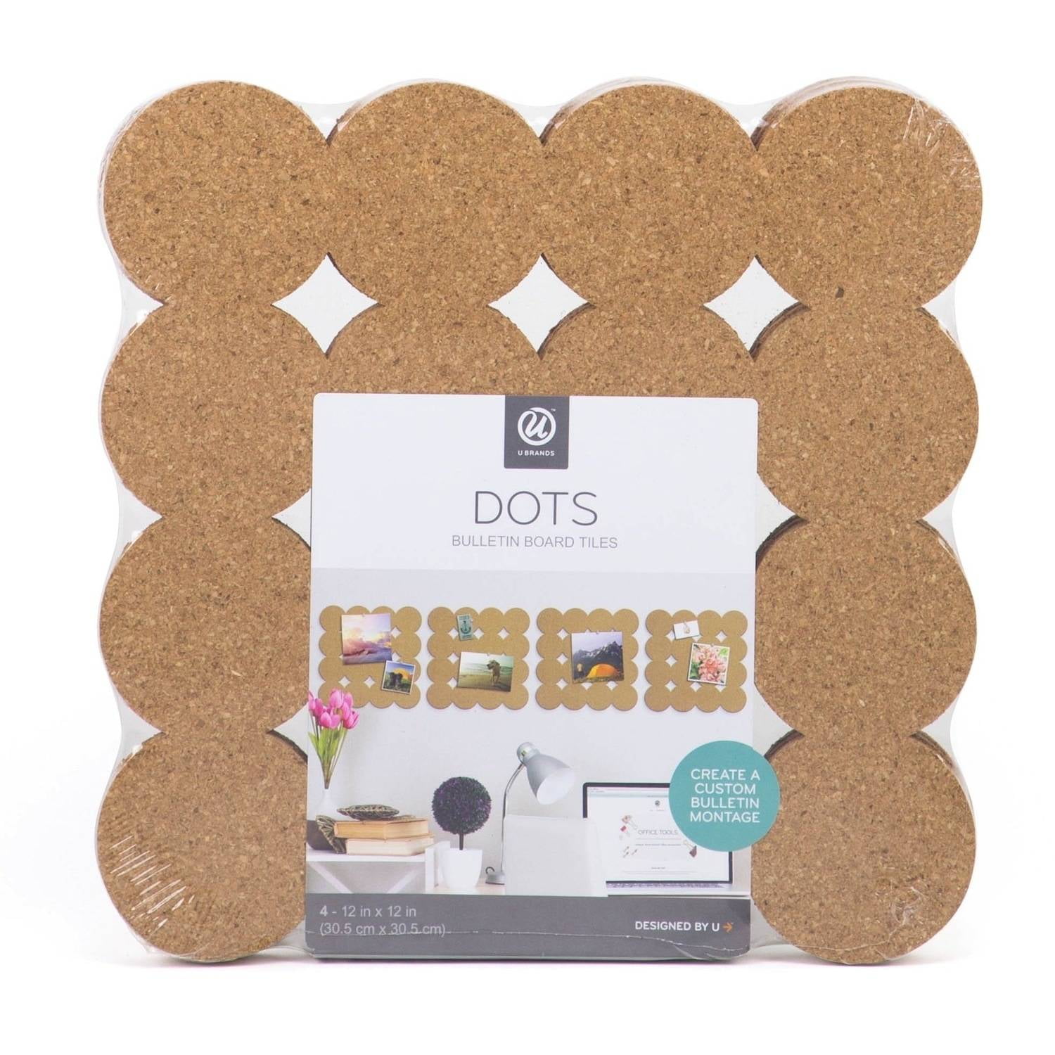 U Brands Bulletin Board Tiles, 4 Pack