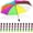 Vivid, variant on 12 Pc Rainbow Umbrella Portable Tri Folded Pride Umbrella Windproof Compact Rain Parasol for Travel Beach Wedding Party