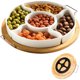 thumbnail image 1 of Plato Botanero Giratorio de Bambú con 5 Divisiones, Charola Lazy Susan con Platos de Cerámica Extraíbles, Bandeja para Snacks, Frutos Secos, Botanas y Frutas, Centro de Mesa para Fiesta y Hogar, 1 of 4