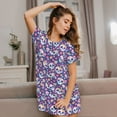 thumbnail image 3 of Lsque blue flower Skull colorful Pattern Nightgowns for Women Sleep Shirts Short Sleeve Nightshirt Pullover Nightdress Soft Sleepwear Relaxed Fit Nightdress, 3 of 6