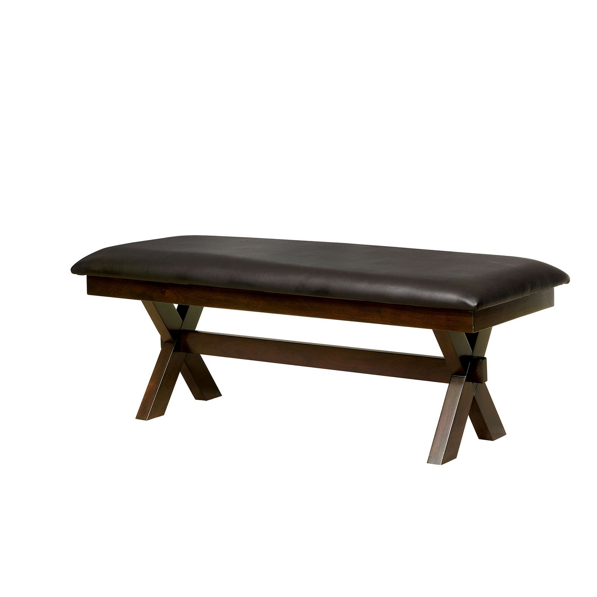 Leather Padded Wood Bench Dark Cherry Brown Walmart Canada