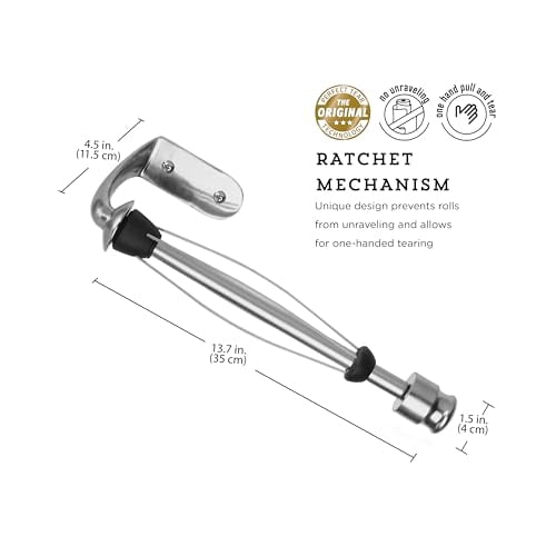 Wall Mount Paper Towel Holder for One-Handed Use, Patented Design with Rounded Finial, 14-Inch Brushed Silver Metal Finish for Kitchen or Bathroom