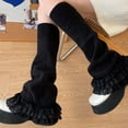 thumbnail image 6 of IWRICH Women' S Lace Leg Warmers Leg Warmer Knit White Black Flared Leg Socks Black, 6 of 6