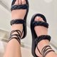 thumbnail image 2 of Zapatos de mujer de talla grande 2023, sandalias tejidas nuevas para mujer, zapatillas de playa para mujer, sandalias de viento simples cómodas a la moda, zapatos 37 Gao Jinjia LED, 2 of 2